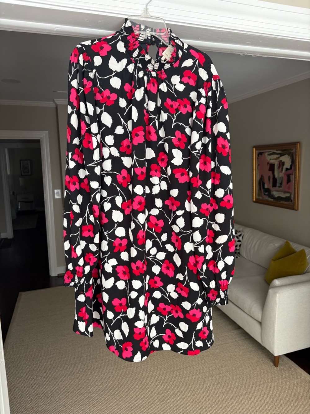 kate spade Black Tunic Dress with Pink and White Floral Print